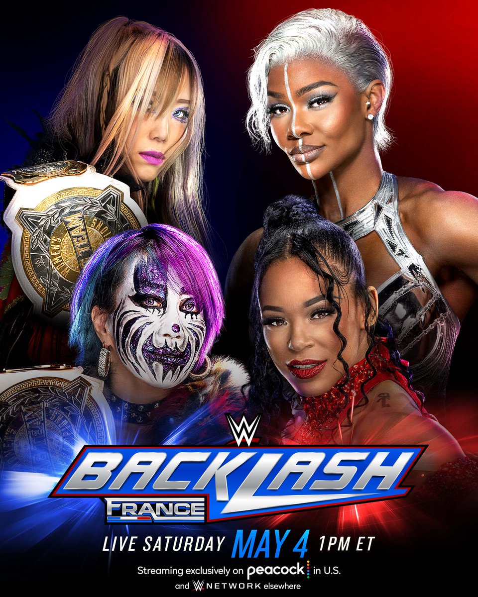 THE KABUKI WARRIORS vs. CARGILL & BELAIR 

Who leaves #WWEBacklash with the Women's Tag Team Titles? 🏆🤝

🎟️: ticketmaster.fr/fr/manifestati…