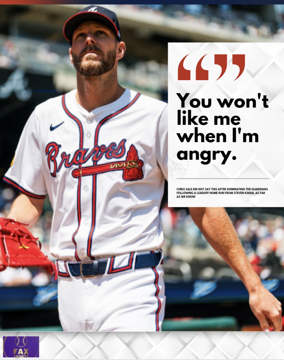 FAX Sports: MLB on X: "Chris Sale on dominating the Guardians after a  leadoff home run https://t.co/jXGyxBsMRD" / X