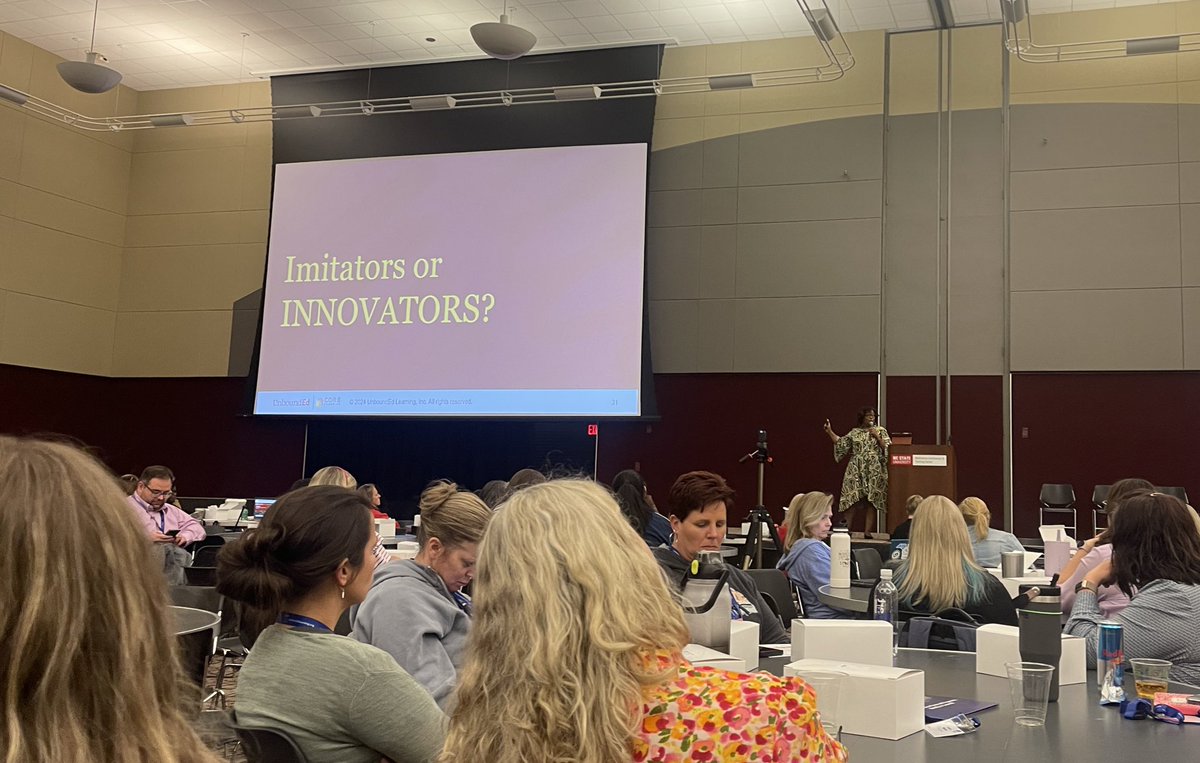 S_Sissell's tweet photo. Enjoyed hearing from @RoKnowsMath from @unboundedu today at #k5engineers! Are we providing GLEAM instruction? Are we creating imitators or innovators? 🤔💭 https://t.co/xtITucc4wt