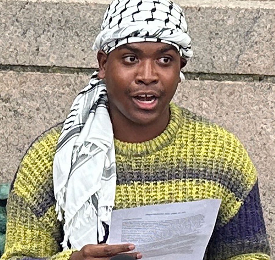 OliLondonTV's tweet photo. Columbia University student protest organizer BANNED from campus after his “Zionists don’t deserve to live” comments. 

Khymani James who is non-binary and uses They/Them pronouns, has been barred from the $90,000 a year university campus after making shocking threats towards the Jewish community. 

In a now viral video he said he is ‘comfortable’ calling for the death of Jews, “And so, yes, I feel very comfortable, very comfortable, calling for those people to die.”

A Columbia spokesperson announced he had been barred from campus but did not immediately make it clear whether he had been suspended or permanently expelled.

Source: NY Times