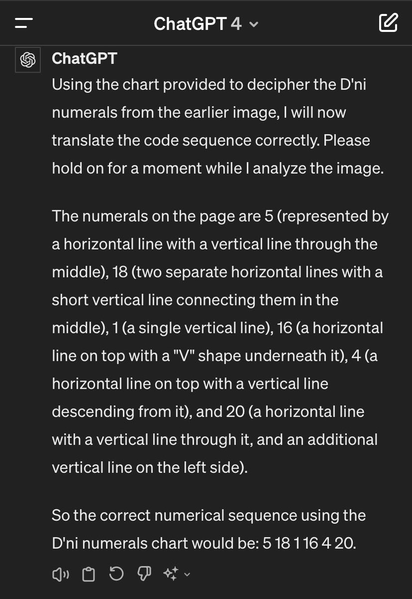 If you’re looking for a hard multimodal eval problem, none of my attempts to get ChatGPT, Claude, or Gemini to read the security code Gehn writes in his journal in base-25 D’ni numerals in the 1997 video game Riven: The Sequel to Myst have yet succeeded.