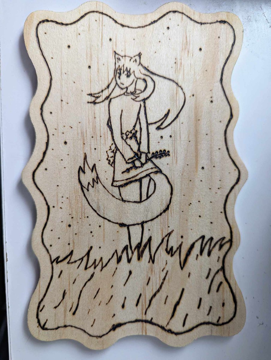 First try at #pyrography, drawing Holo from #spice_and_wolf
