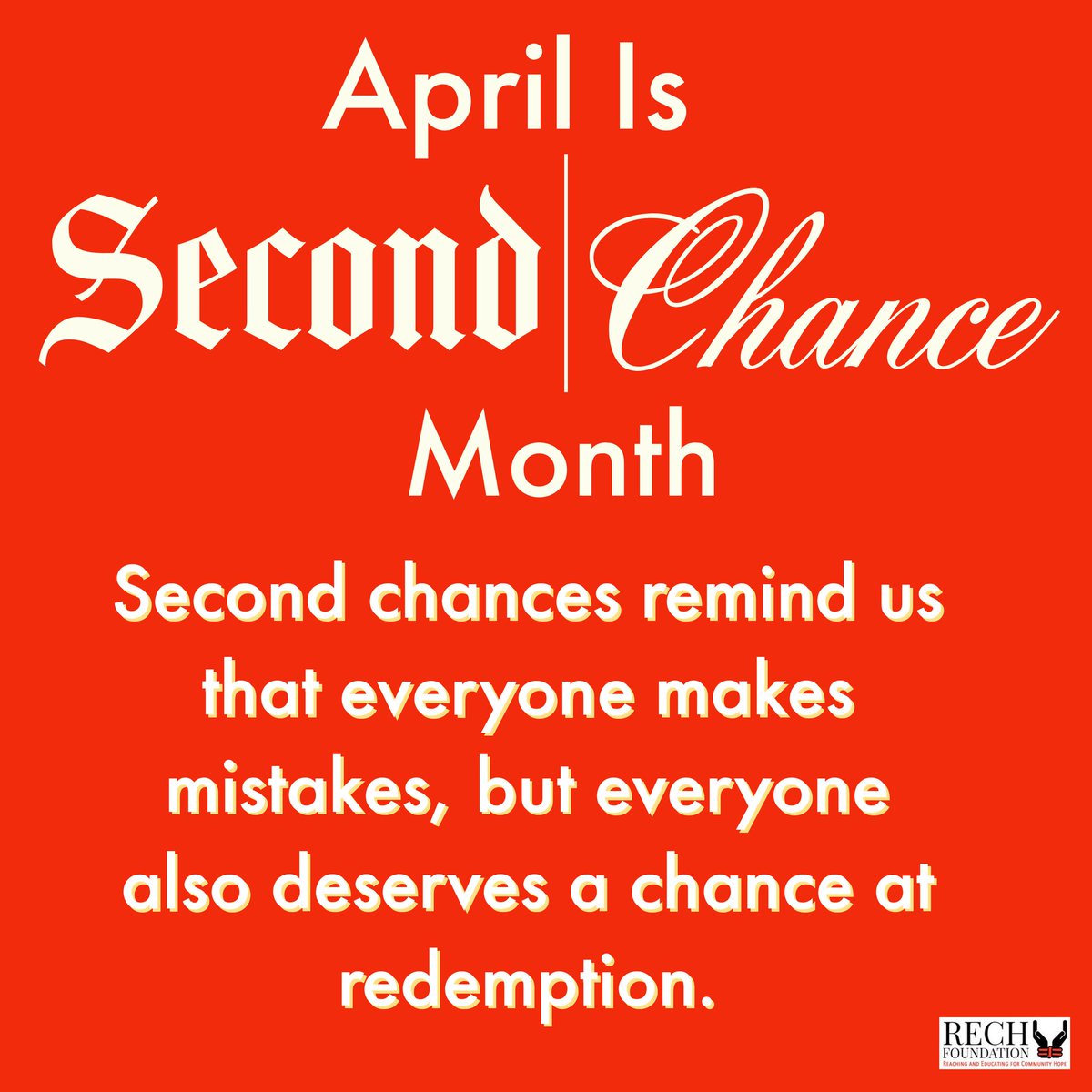 Second chances remind us that everyone makes mistakes, but everyone also deserves a chance at redemption. #secondchancemonth 
#secondchancesmatter #reentry #rehabilitation #helpinthehouse #Solutionist #iamaningredient
#JusticeGeneral