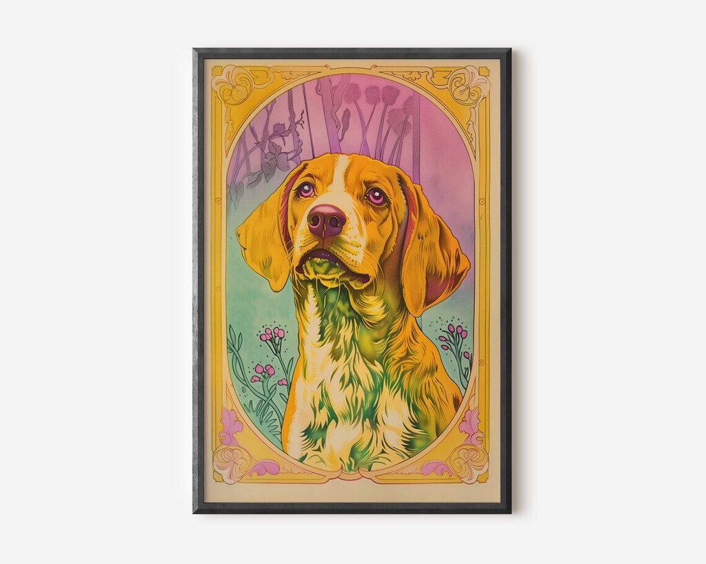 Evening serenity with a dash of art. 🌙✨ This Beagle print, wrapped in Art Nouveau elegance, promises to be the conversation piece of any room. Bring home charm. 🐕🌺 Shop now ➡️ [Link in bio] #BeagleBeauty #ArtfulEvenings #EtsyArtists #HomeDecor instagr.am/p/C6P1zHjBYiZ/