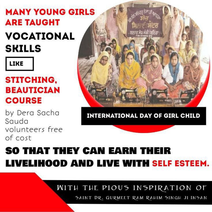 Dera Sacha Sauda has started revolutionary and effective works like free vocational training, free education, respect for motherhood, self defense training under the guidance of Saint Dr MSG. Whose objective is to increase the Self Esteem of women and awaken #WomenPower