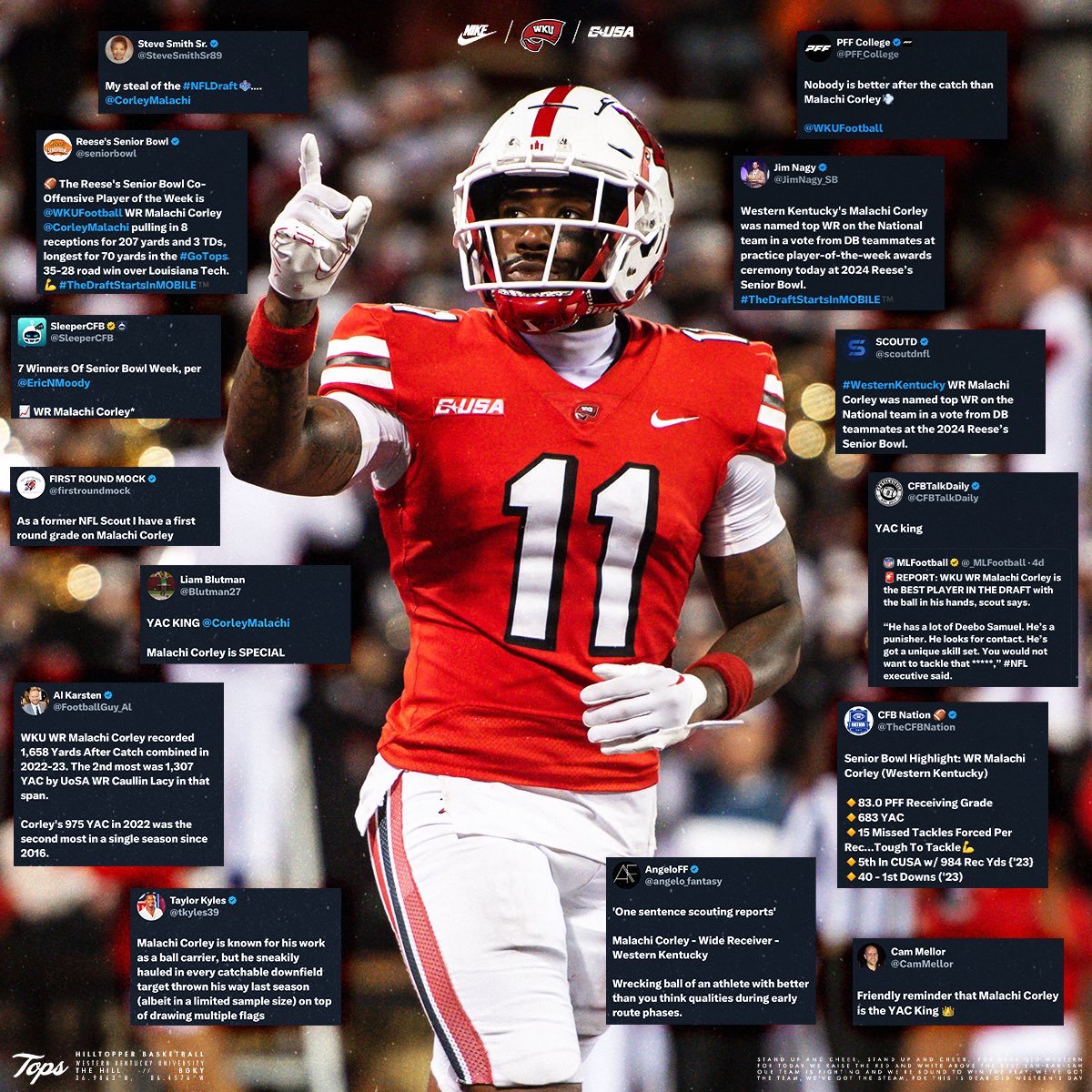 WKUFootball's tweet image. “My steal of the #NFLDraft…. @CorleyMalachi” - @SteveSmithSr89 

Safe to say the @nyjets got the memo.

#ProTops | #GoTops