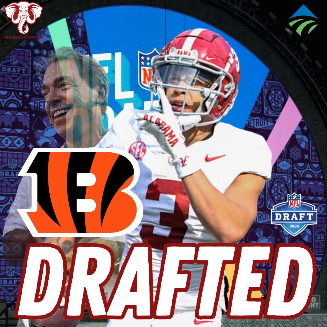 🚨BREAKING🚨 With the 80th pick of the 2024 NFL Draft, the @Bengals select Jermaine Burton!

#RollTide #BamaFactor #NFLDraft