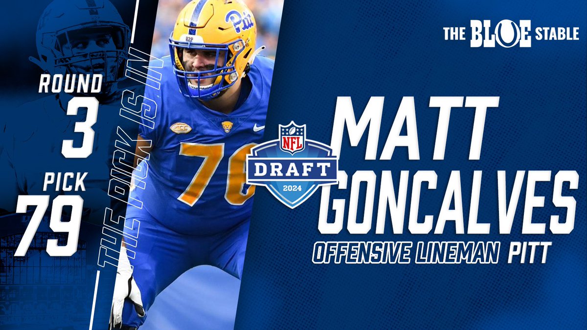 The #Colts select OT Matt Goncalvez, after trading up 3 spots. 

Welcome to Indy🫡 #ForTheShoe