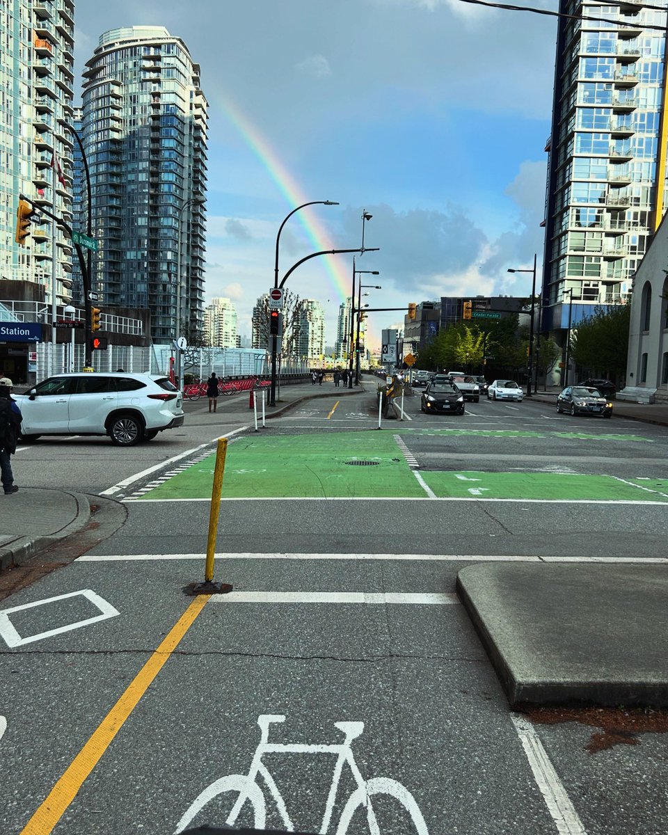 #TGIF with #rainbows - headed for that #potofgold! It’s always golden in #bikelane!