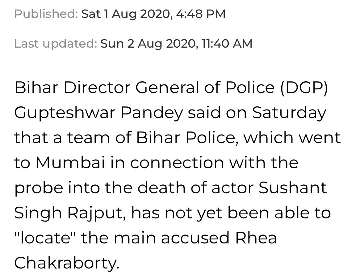 Rhɛ@ was nowhere to be found when Bihar police arrived for investigation but ever since CBI took over, she's been strolling around with another level of confidence

How did she become so powerful? Who is protecting this accused#1 & a drứg peddler?

Stop Saving Culprits InSSRCase