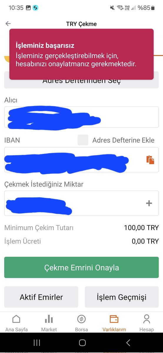 Bitci borsasında Kyc onayım olmasına rağmen hata alıyorum ve 2 milyon üzeri bakiyem 3 günden fazladır çekilmiyor. Sorunun çözülmesi için ilgilenilmiyor.  @onuryeygun @bitcicomtr @BitcicomDestek