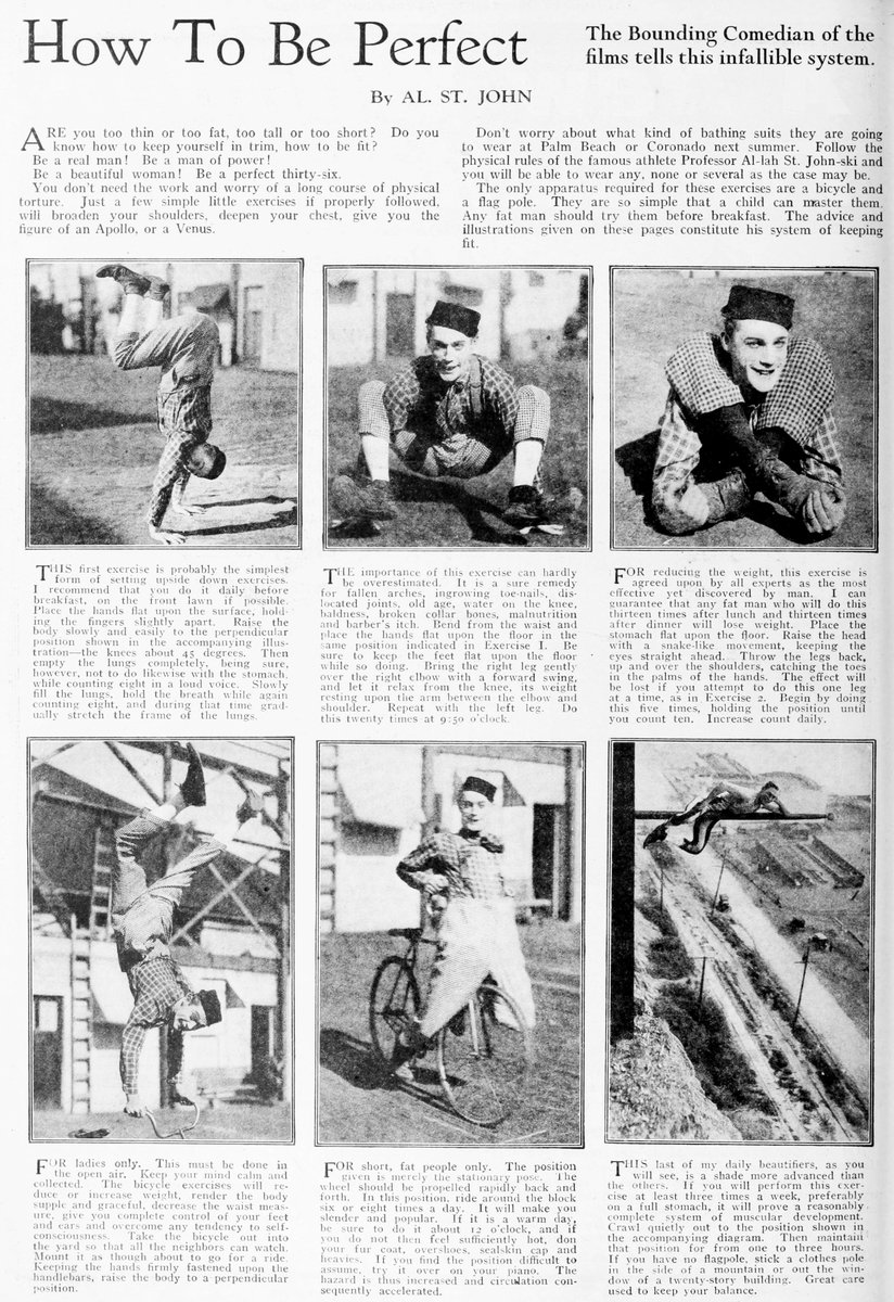 How to be Perfect - The Bounding Comedian of the films tells this infallible system. By Al St. John 
-Photoplay Magazine

#alstjohn #oldhollywood #silentfilms #roscoearbuckle