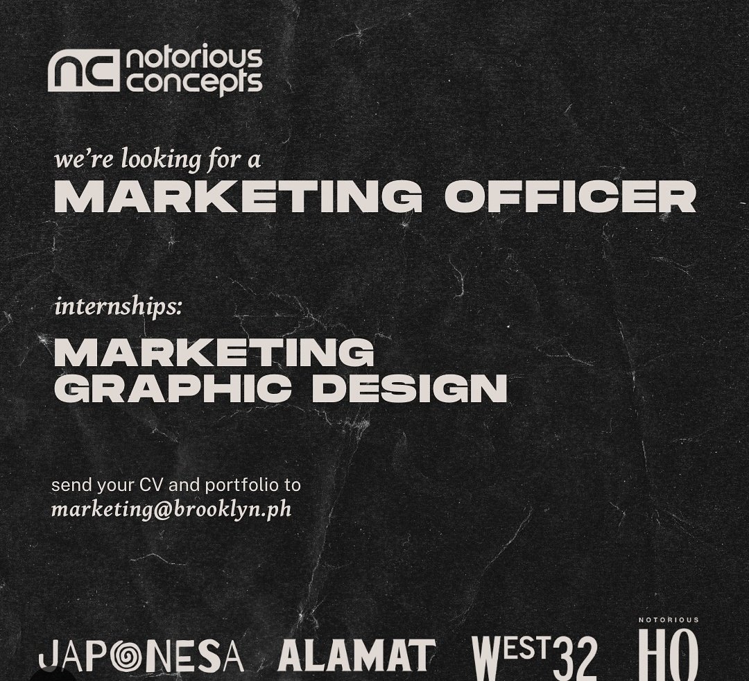 aussiejboy's tweet photo. Hungry for a new challenge? You might be the one we're looking for !👀 Send your CV and portfolio to marketing @brooklyn.ph #JobOpenings #Poblacion
#JamesReid #NotoriousConcept
©️NotoriousConcepts https://t.co/iIDDrsK0XI