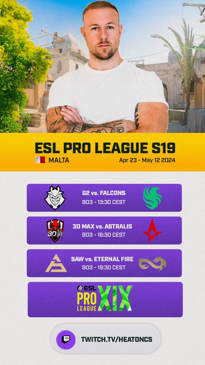 Sunday action! #ESLProLeague Twitch.tv/heatoncs