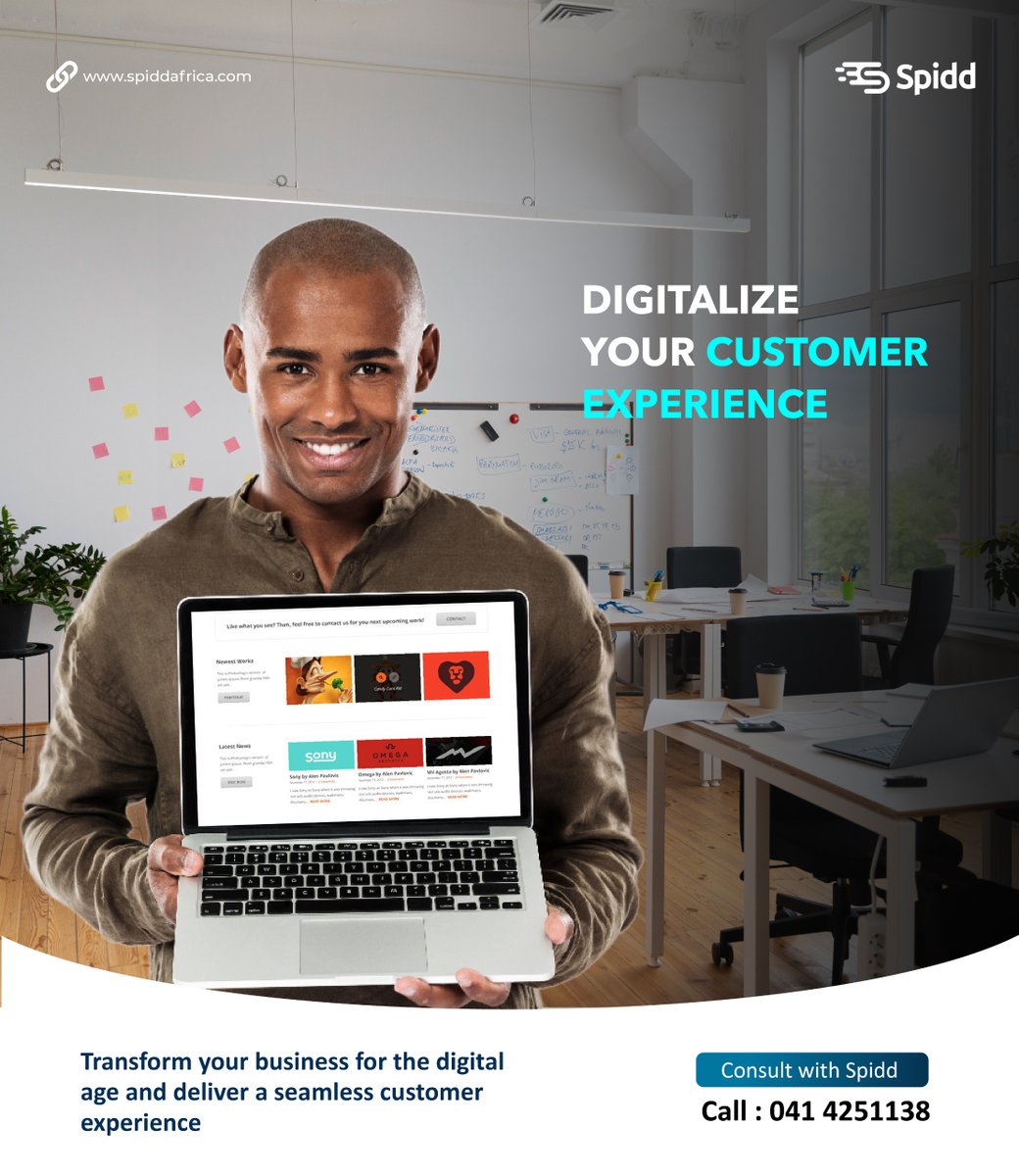 Transform your business for the digital age and deliver a seamless customer experience with Spidd Africa. Harness the power of technology to drive growth and innovation. Start a Journey with Spidd Africa, visit: spiddafrica.com or Call: 041 4251138