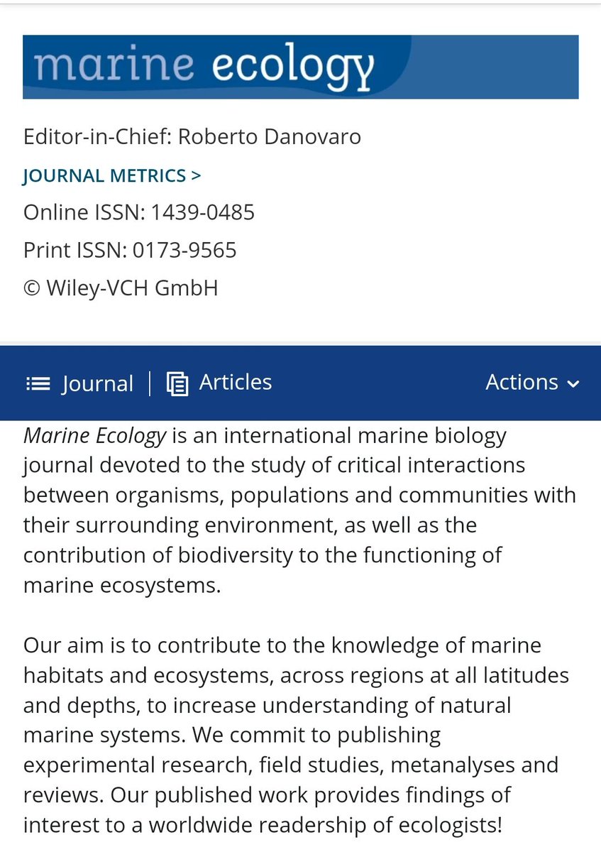 Excited to announce my new role as Young Editorial Board member of Marine Ecology. Make #marineecology a avenue for your super cool research. Articles on #Marine #Ecology #Biodiversity, #climatechange #benthos #coral #seagrass #Sustainability are welcome.
Thank you @r_danovaro