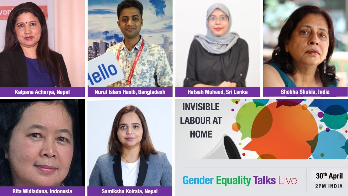#Happening on #April30th: Join us on the eve of #LabourDay in #GenderEquality Talks on INVISIBLE LABOUR AT HOME (2pm IST) Speakers: @samikshakoirala, @RitawidiadanaW, Hafsah Muheed, @KalpanaAcharya1, @NurulIslamHasib, @Shobha1Shukla 🟣 REGISTER: citizen-news.org/2024/04/labour… #SDG5