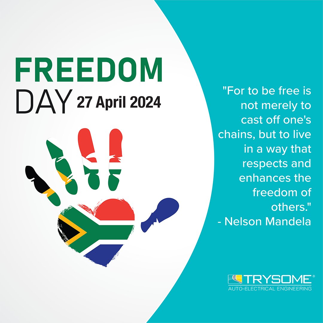 'For to be free is not merely to cast off one's chains, but to live in a way that respects and enhances the freedom of others.' - Nelson Mandela 

Trysome would like to wish you a Happy Freedom Day.

#TrysomeAutoElectricalEngineering  #FreedomForAll #RespectAndFreedom
