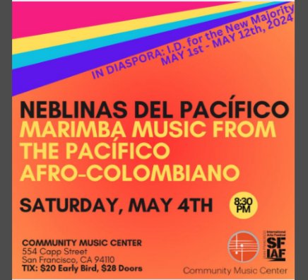 Honored to be performing with Neblinas del Pacífico at the Othering & Belonging Conference and the San Francisco International #Arts Festival on May 4th. bento.me/neblinas #SFBayArea #Arts #marimba #percussion #vocalharmony