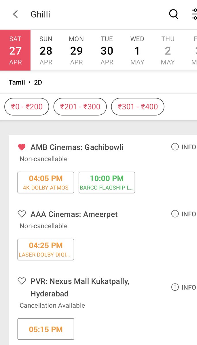 #Ghilli4K today Hyderabad bookings