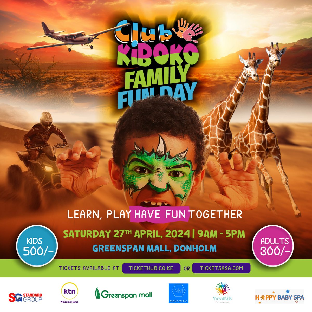 The countdown is over🥳! Club Kiboko Family Fun Day is TODAY at Greenspan Mall, Donholm📍🎯. 

Round up your squad 👨‍👩‍👧‍👦and get ready for an unforgettable day of laughter, music, and entertainment! 🎉

 Tickets available👇 here:tickethub.co.ke/event/music-an…

#ClubKibokoFamilyFunDay