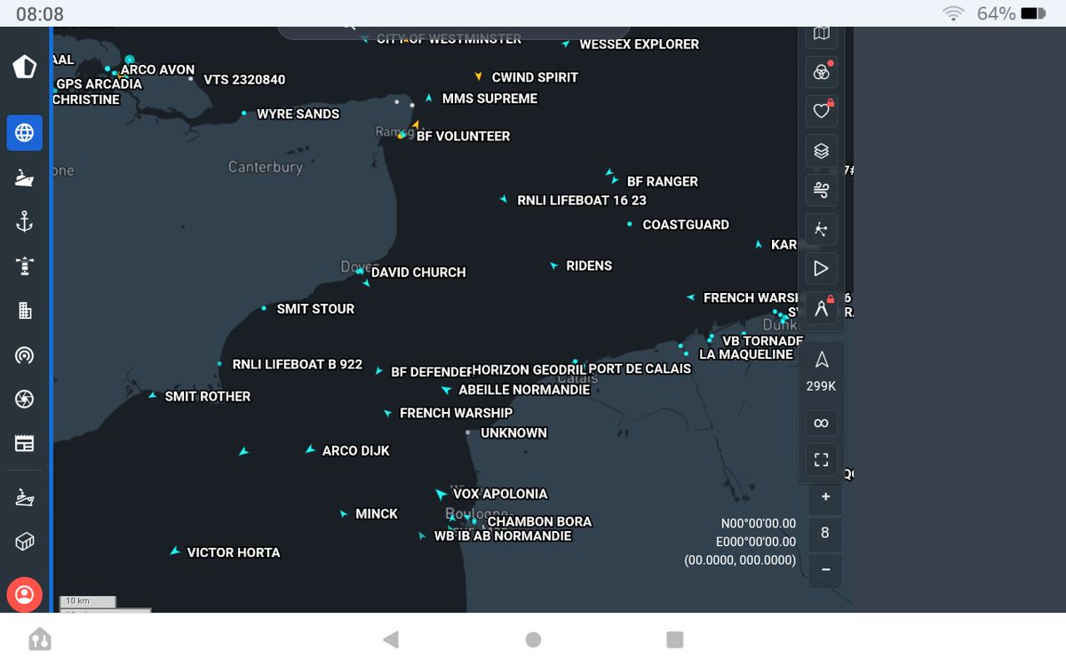 Multiple French Navy boats out escorting dinghies, wind farm catamarans and RNLI out