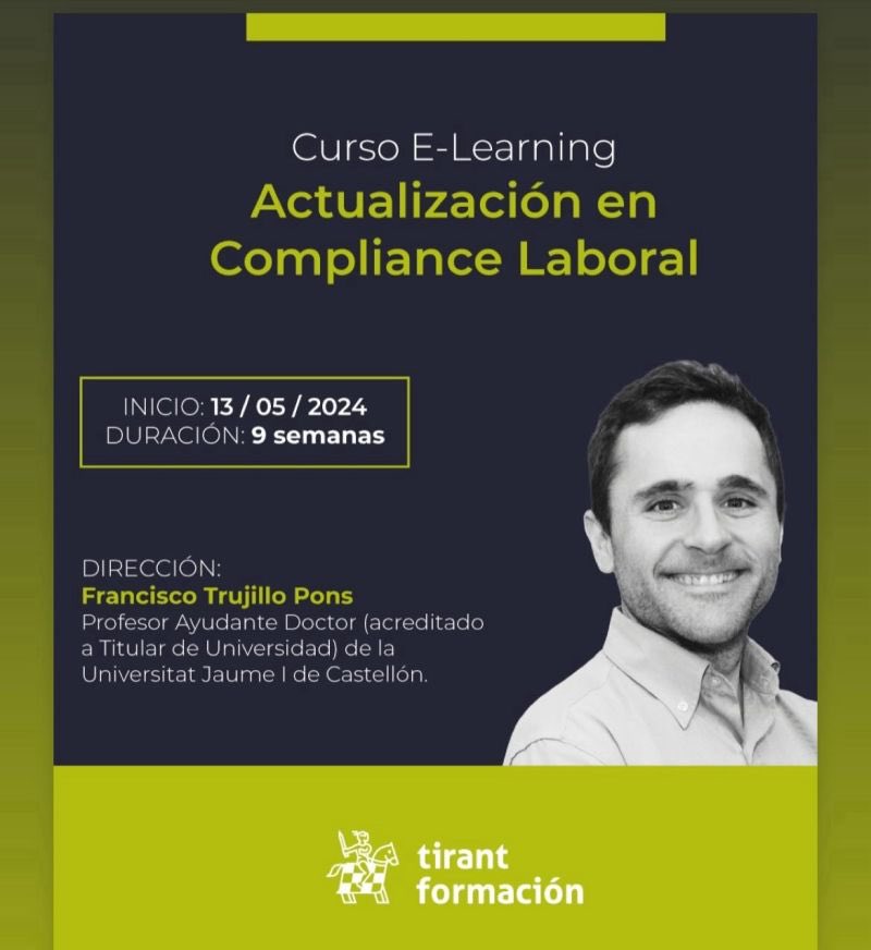 📢 ¡Últimas plazas! Curso 100% online de Actualización en Compliance Laboral @Tirant_ESP Reserva ya tu plaza 👇🏼 🔗 promotions.tirantonline.com/promotion/curs… #compliancelaboral #rrhh #relacioneslaborales #derechodeltrabajo