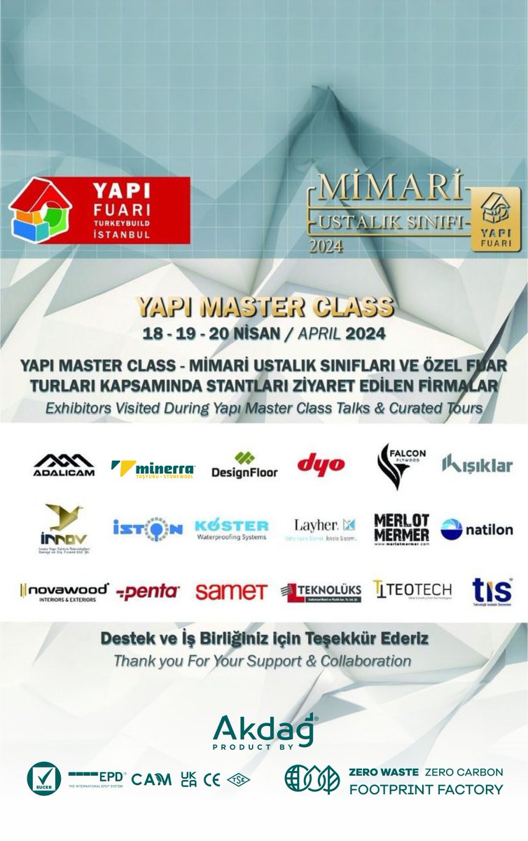 46. Yapı Fuarı kapsamında standımızı ziyaret eden Master Class ekibine,
Binalarda TAŞYÜNÜ kullanımının faydalarını ve avantajlarını anlattık.
SÜRDÜRÜLEBİLİR ve ENDÜSTRİ 4.0 Üretim hakkında bilgiler verip,
sorularını yanıtladık.

#minerra #taşyünü #yapıfuarı #tüyap #MasterClass