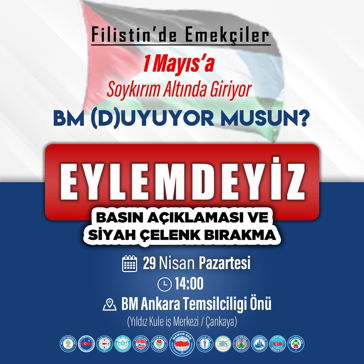 📢EYLEM ÇAĞRIMIZDIR 'Dünya Beşten, Emek Sermayeden Büyüktür' 7 Ekim'den bu yana terör devleti İsrail'in saldırıları sonucunda önemli bir kısmı çocuk ve kadın olmak üzere 35 bine yakın insan hayatını kaybederken 80 bine yakın kişi ise yaralandı. Tüm dünyada emek mücadelesinin…