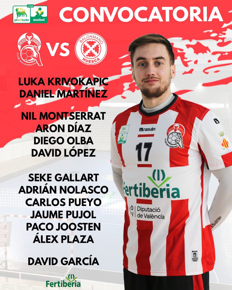 ¡VAMOS a por la #Jornada 27! ❤️🔥🤍 🤾Hoy los nuestros juegan una nueva Jornada en la #NewAsobal, la Liga Profesional Plenitude @ASOBAL ‼️ 🆚 @BmHuesca ⏰ 17:30h 📍Pabellón Municipal Port de Sagunt 📺 @LaLigaPlus #️⃣ @grupofertiberia @comunitatesport