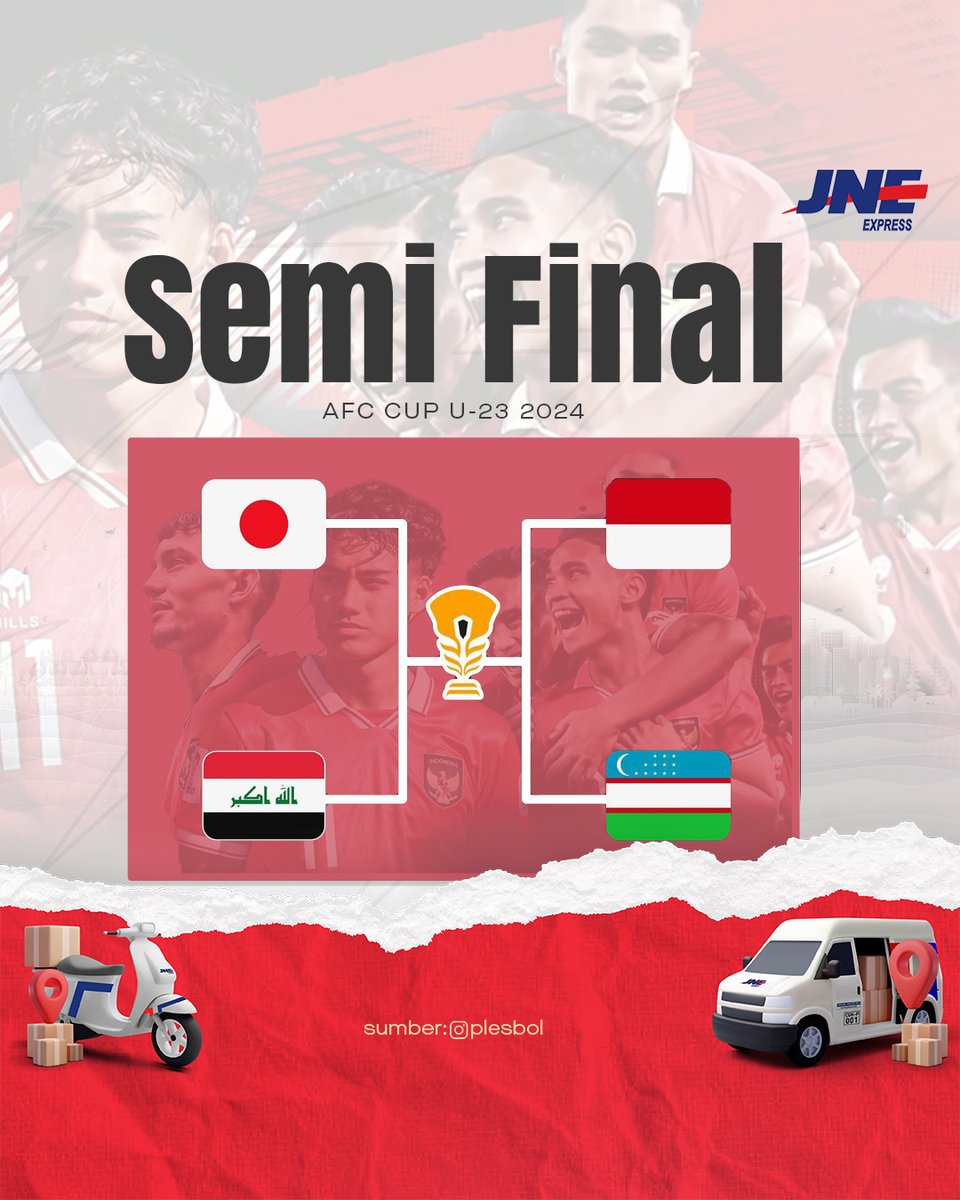 di semi final AFC CUp U-23 2024 ini, Indonesia akan bertemu dengan Uzbekistan pada hari Senin, 29 April 2024 pukul 21:00 WIB

Mari kita dukung @timnas.indonesia U-23 💪🙌

#jneid #jnepadang #ConnectingHappiness #AFCAsianCup2024 #TImnasDay #padang #sumaterabarat