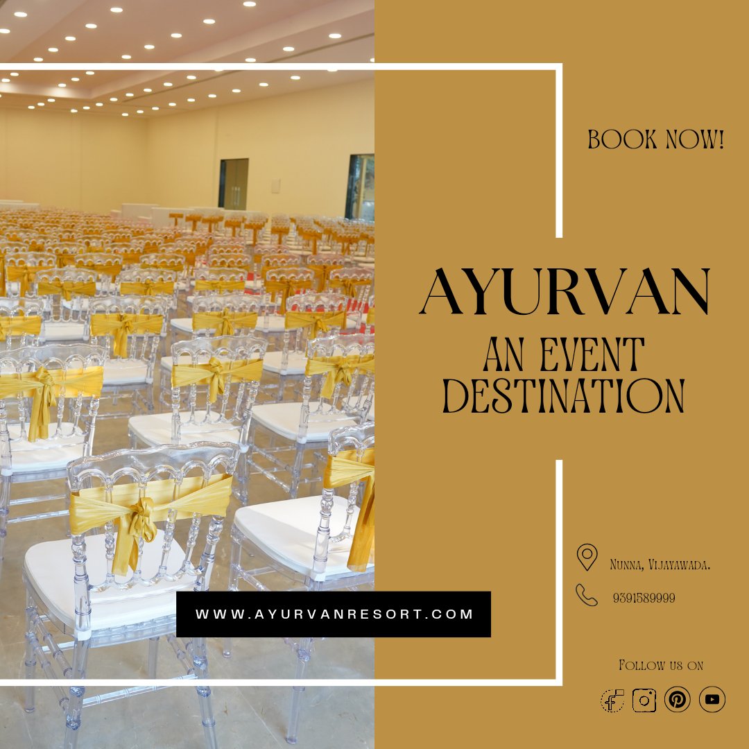 Ayurvan Resort & Convention, An Event Destination...
8008333393, 9391589999 

#ayurvanresort #resorts #convention #cottages #venues #weddings #events #birthdayparties #eventmanagers #functionhalls #destinationweddings #parties #corporateevents #socialevents #eventsinvijayawada