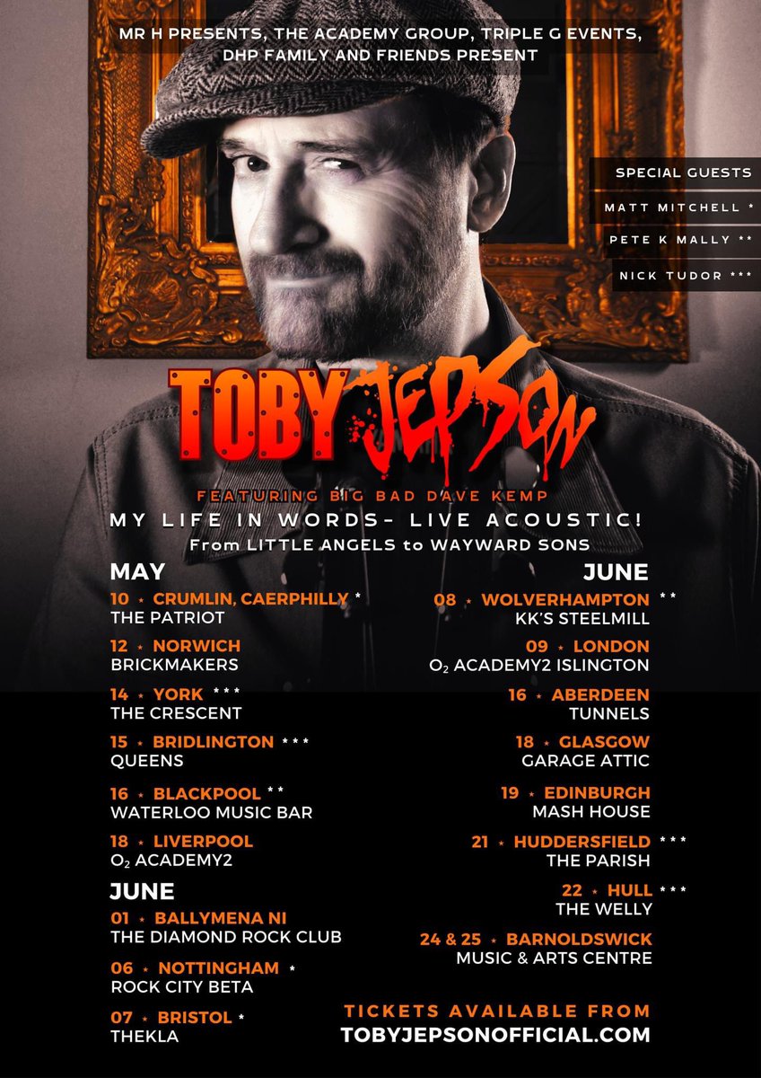 📣 I'm pleased to announce Matt Mitchell (Matt Mitchell & The Coldhearts), Pete K Mally, and Nick Tudor will be joining me on selected dates of my upcoming tour this May and June. @mmitchellonline #peteKMally @NickTudorSolo @LittleAngelsJam @WaywardSonsBand @PlanetRockRadio