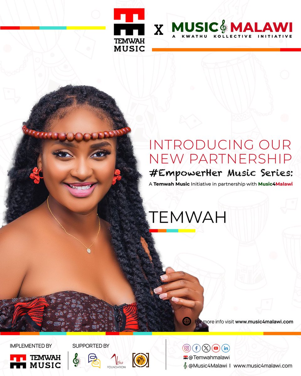 INTRODUCING A NEW PARTNERSHIP @Music4Malawi is thrilled to announce a groundbreaking partnership with the #EmpowerHerMusicSeries, an inspiring initiative by Malawian celebrated artist @Temwah265, aimed at empowering and uplifting young women in the music industry.