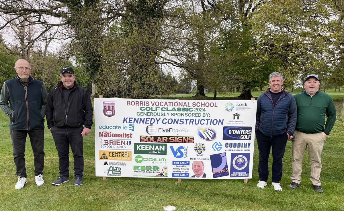 And we are off @borrisvocschool Golf Classic at Borris Golf Club and our first three teams are off! Thank you to all for your wonderful support! #community  @GolfIreland_ @CWnationalist