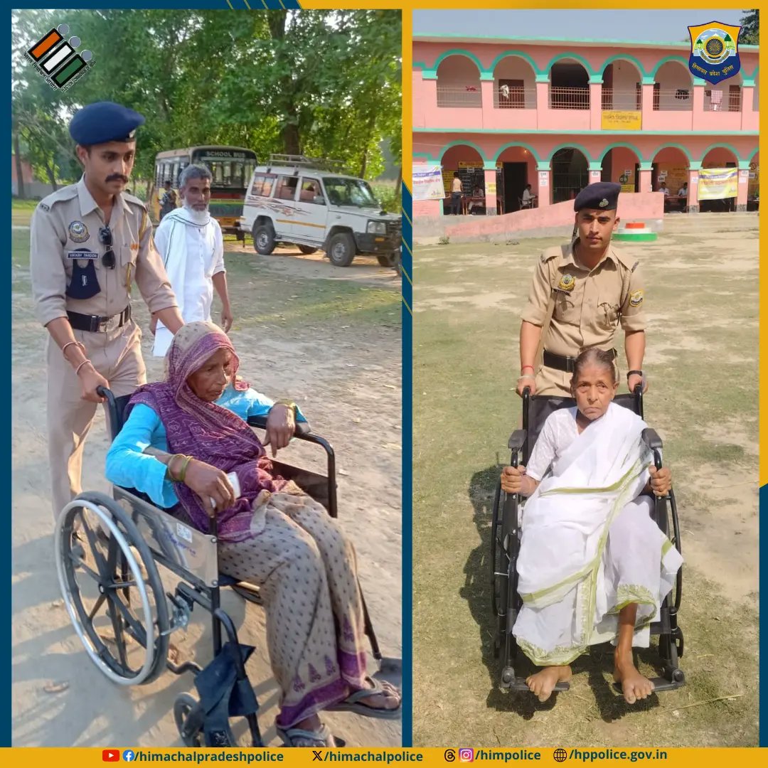 📍𝐁𝐢𝐡𝐚𝐫 The Himachal Pradesh Police is committed to assisting every voter by facilitating their paths to the voting booth. H.P. POLICE SECURING THE DEMOCRACY. #Elections #LokSabha #Bihar #Elections2024 #Himachal #Democracy #India #PhaseII #HPPolice