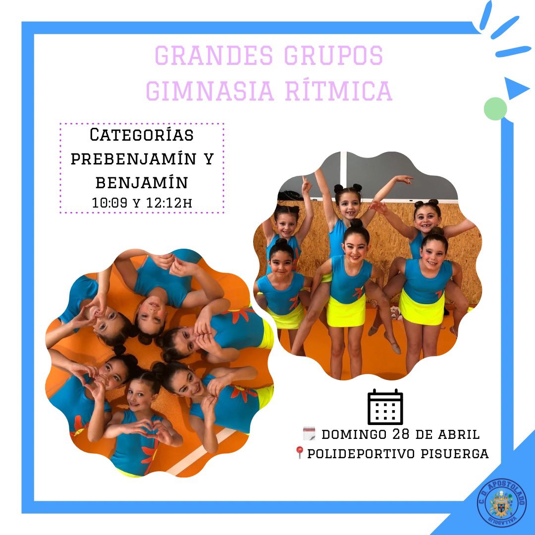 Horarios de la jornada de este finde, en la que además de baloncesto, fútbol sala y voley, habrá mañana campeonato de Grandes Grupos de gimnasia rítmica💪🏼💪🏼💪🏼