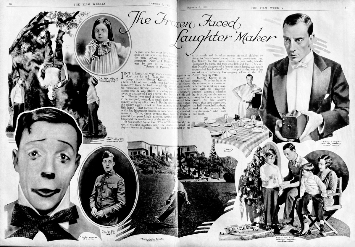 The Frozen Faced Laughter Maker 
-The Film Weekly, October 3, 1931

#busterkeaton #damfino #oldhollywood #silentfilms