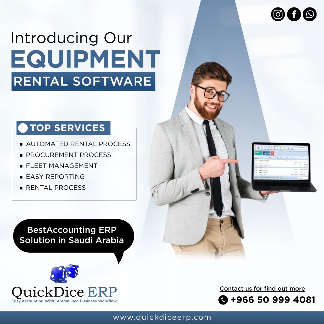 Streamline equipment rentals effortlessly with QuickDice ERP. Track inventory, manage contracts and optimize resources hassle-free. Elevate your business operations now! #pulseinfotech #pulseinfotechco #quickdiceerp #quickdiceinvocing #Saudi Arabia #KSA
🌐quickdiceerp.com
