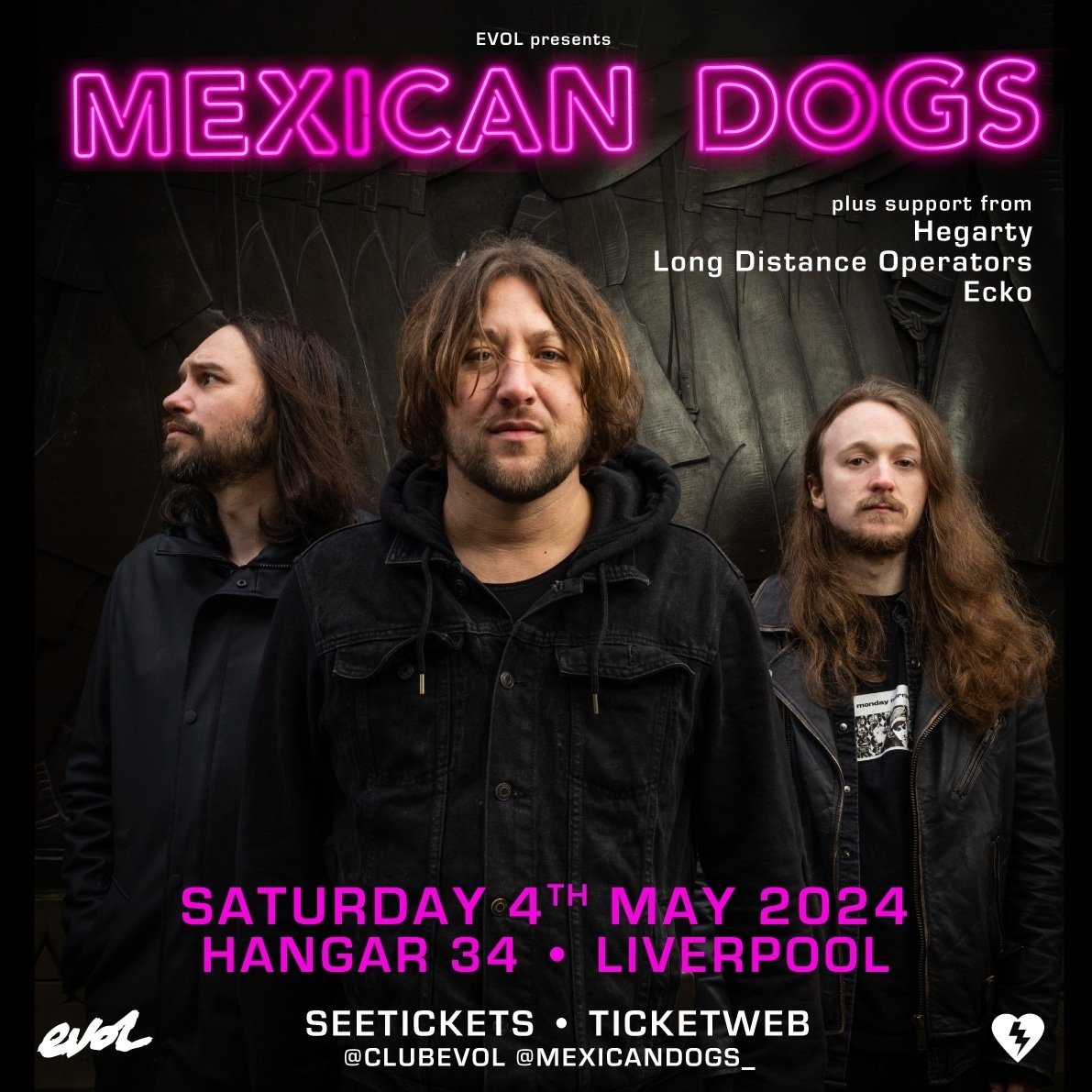 ONE WEEK TODAY PEOPLE 🙌 We cant wait to blow the roof off @Hangar34Liver Let's make it massive people! some physical tickets at EST 22 Barbers and @deadAirrecords Oronline seetickets.com/event/mexian-d… Thanks for the continuous support The dogs x #livemusic #altmusic