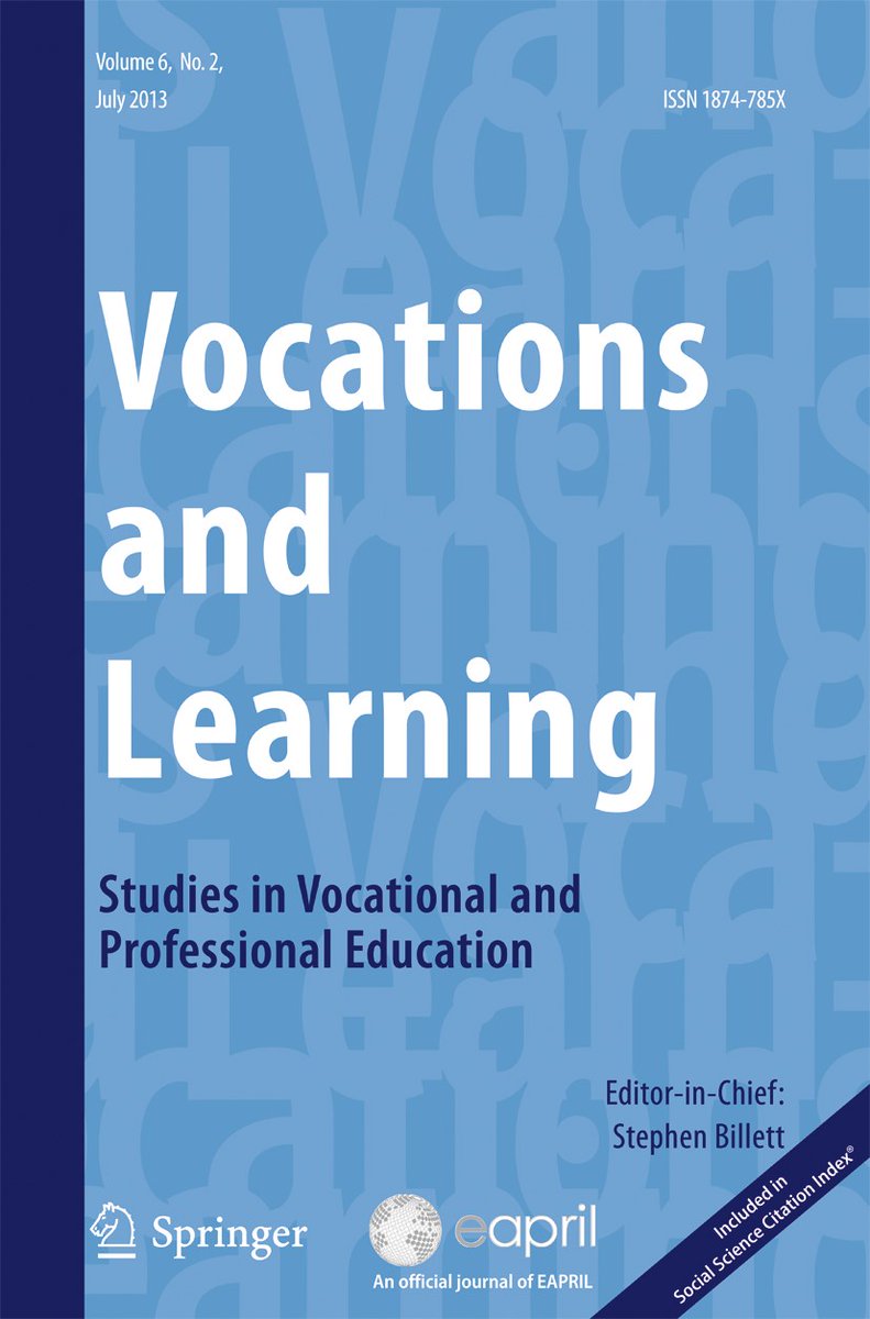 Just Published! 'Vocations and Learning': Studies in Vocational and Professional Education provides an international forum for papers on the broad field of vocational learning, across a range of settings. bit.ly/3UjalIK @earli_office @SpringerEdu