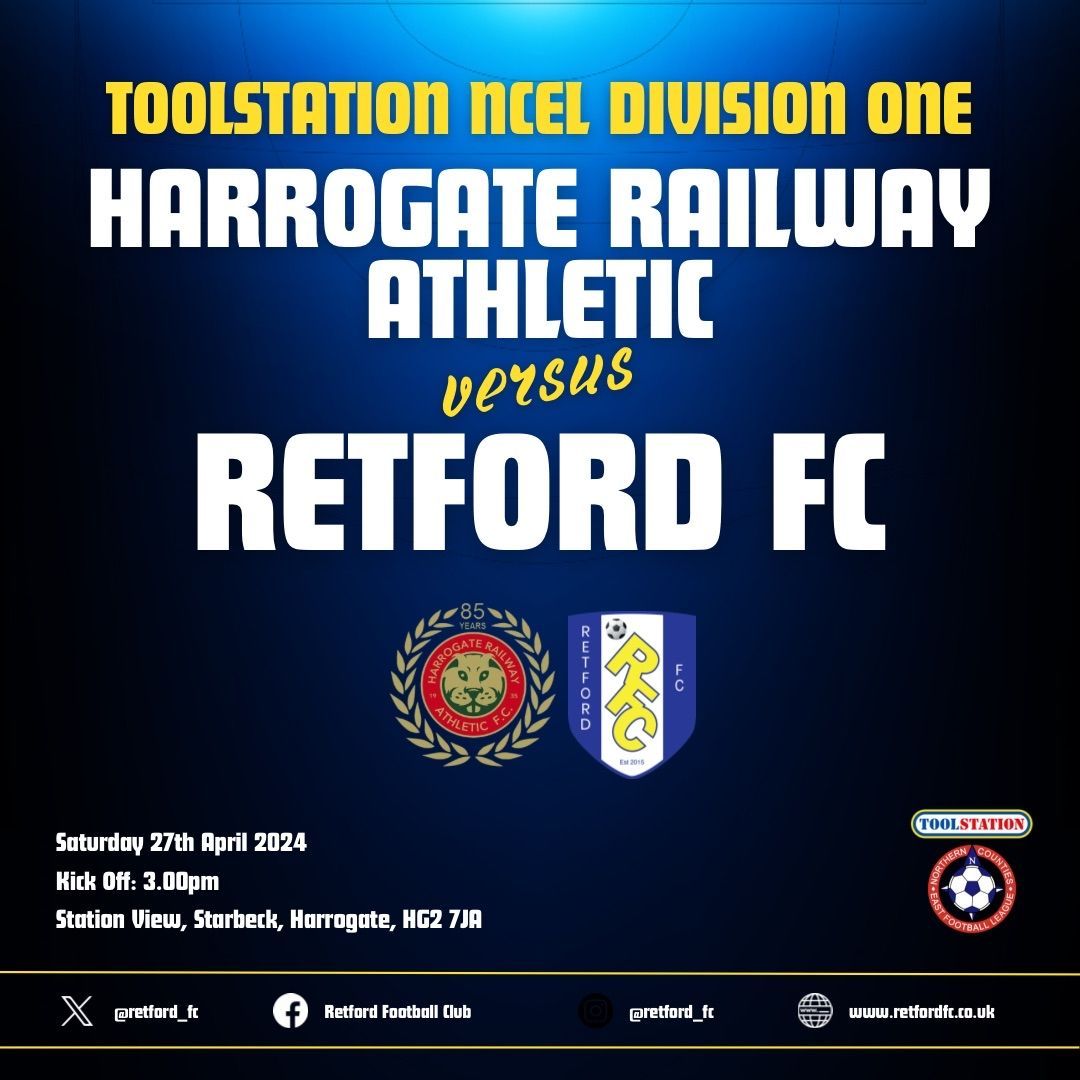 *MATCHDAY* Our final Saturday afternoon action sees us make the trip to @THERAILFC Updates will be posted on our Twitter feed: @Retford_FC