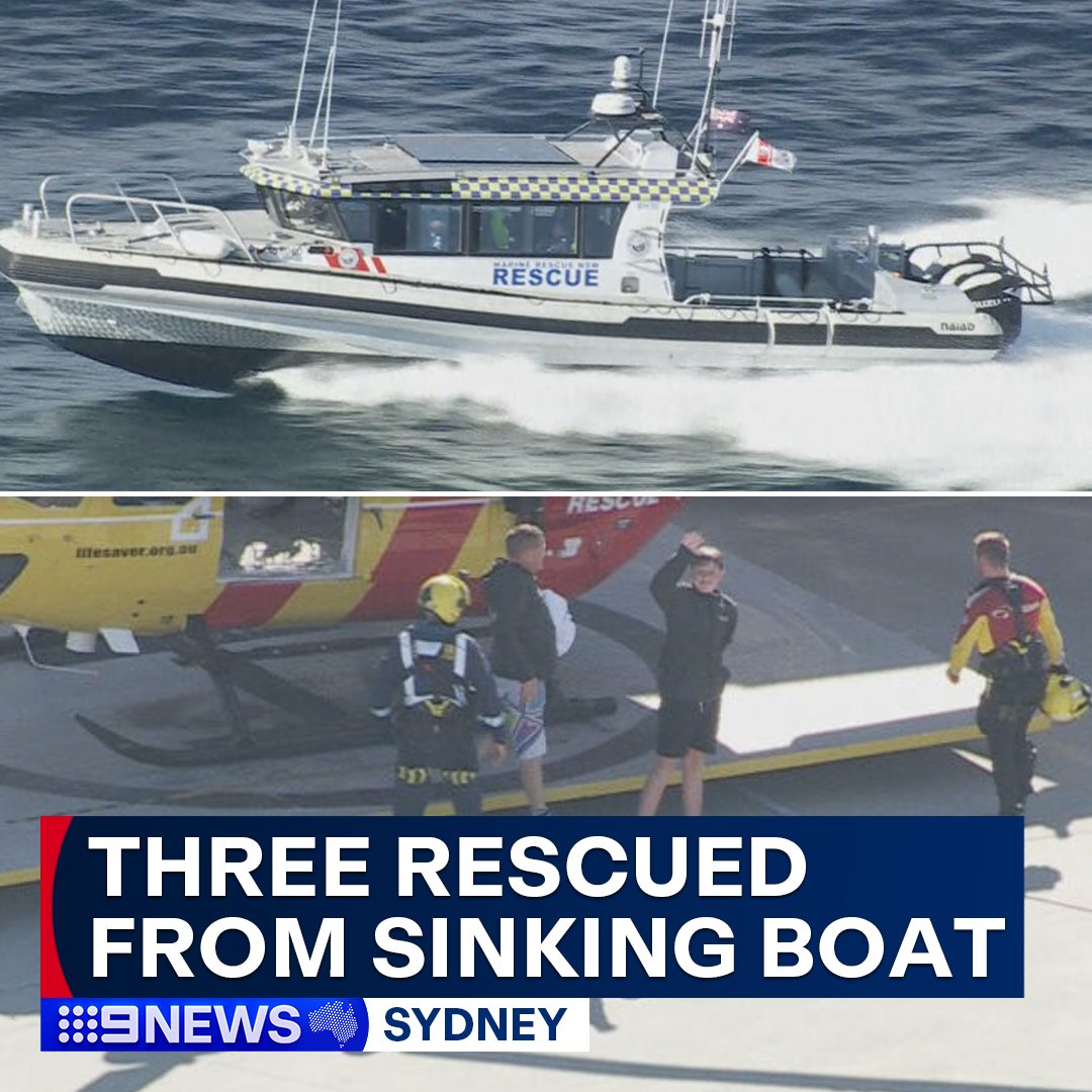 Two males and a child have been rescued this afternoon after their boat started sinking around 20 nautical miles off the coast, due-east of Coledale. #9News