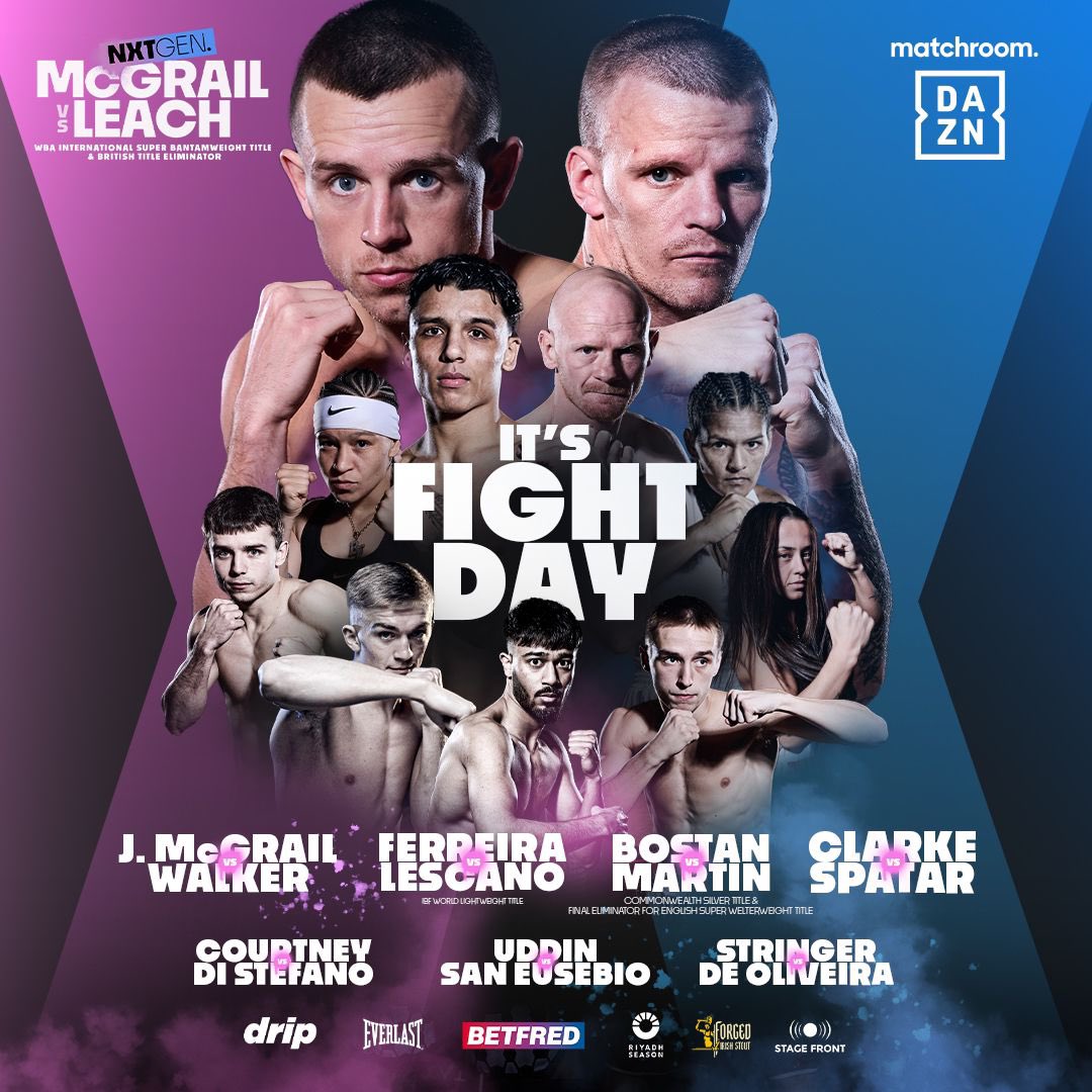 𝐅𝐈𝐆𝐇𝐓 𝐃𝐀𝐘 𝐈𝐍 𝐋𝐈𝐕𝐄𝐑𝐏𝐎𝐎𝐋 🔥 @peter_mcgrail and the #NXTGEN of talent ready to shine ✨ #McGrailLeach live on @DAZNBoxing from @yourECL 👊