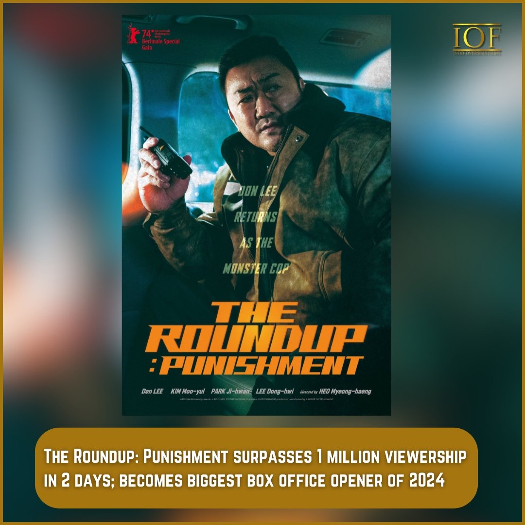 'The Roundup Punishment' attracts over 1 million viewers within 48 hours, emerging as the top box office opener of 2024. #theroundup #punishment #donlee