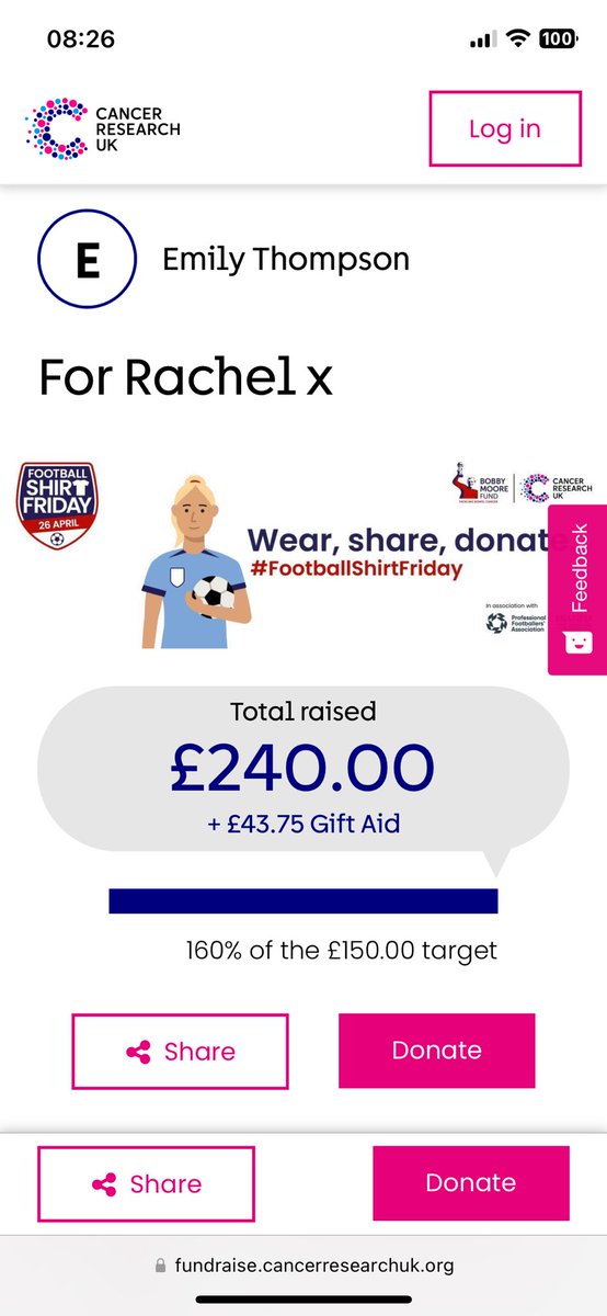 Smashed it. Thank you so much to everyone that, donated/shared/took a selfie. You’re all a massive bunch of legends. 💙💙
This was for you, Mum. Loved and missed every day 🤍 
#FootballShirtFriday