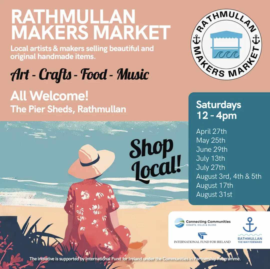 Good luck to our friends in Rathmullan Way Forward Group with the support of Connecting Communities and the @FundforIreland who are beginning their Rathmullan Makers Markets today which be held on different Saturdays over the Summer.