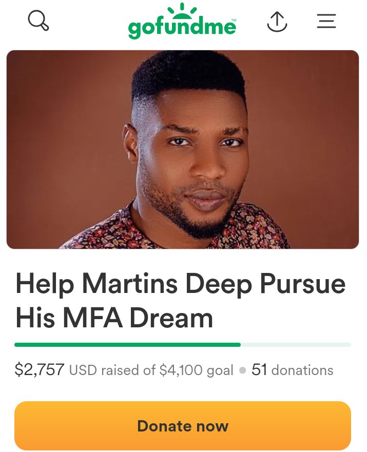 Feeling overwhelmed by the love and support pouring in for my GoFundMe campaign. Thank you to everyone who's helped me get closer to my goal of relocating to Memphis for my MFA. We're getting close! GoFundMe link: gofundme.com/f/help-martins…