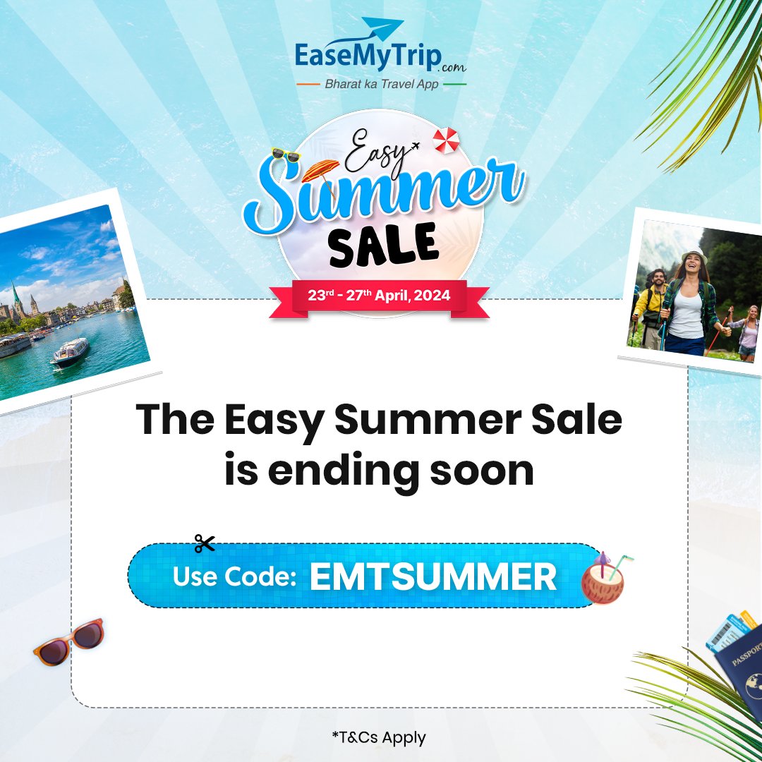 Don't miss out on hot deals and cool savings before it's too late! Use code - EMTSUMMER Book Now! #saleendingsoon #easysummersale #summervacation #traveldeals