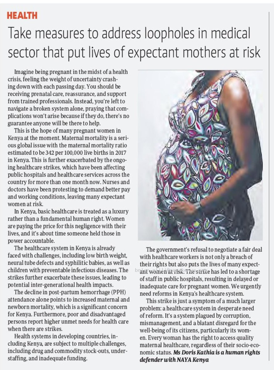 The health care workers strike is just a symptom of a larger problem:a healthcare system in desperate need of reform. We must take measures to address the loopholes in medical sector that put lives of expectant mothers at risk. Read via @StandardKenya #RaiseYourVoice #NAYAVoices
